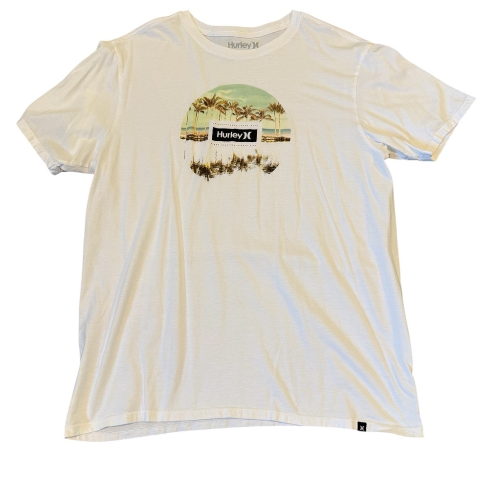Hurley White T-Shirt with Palm Tree Design